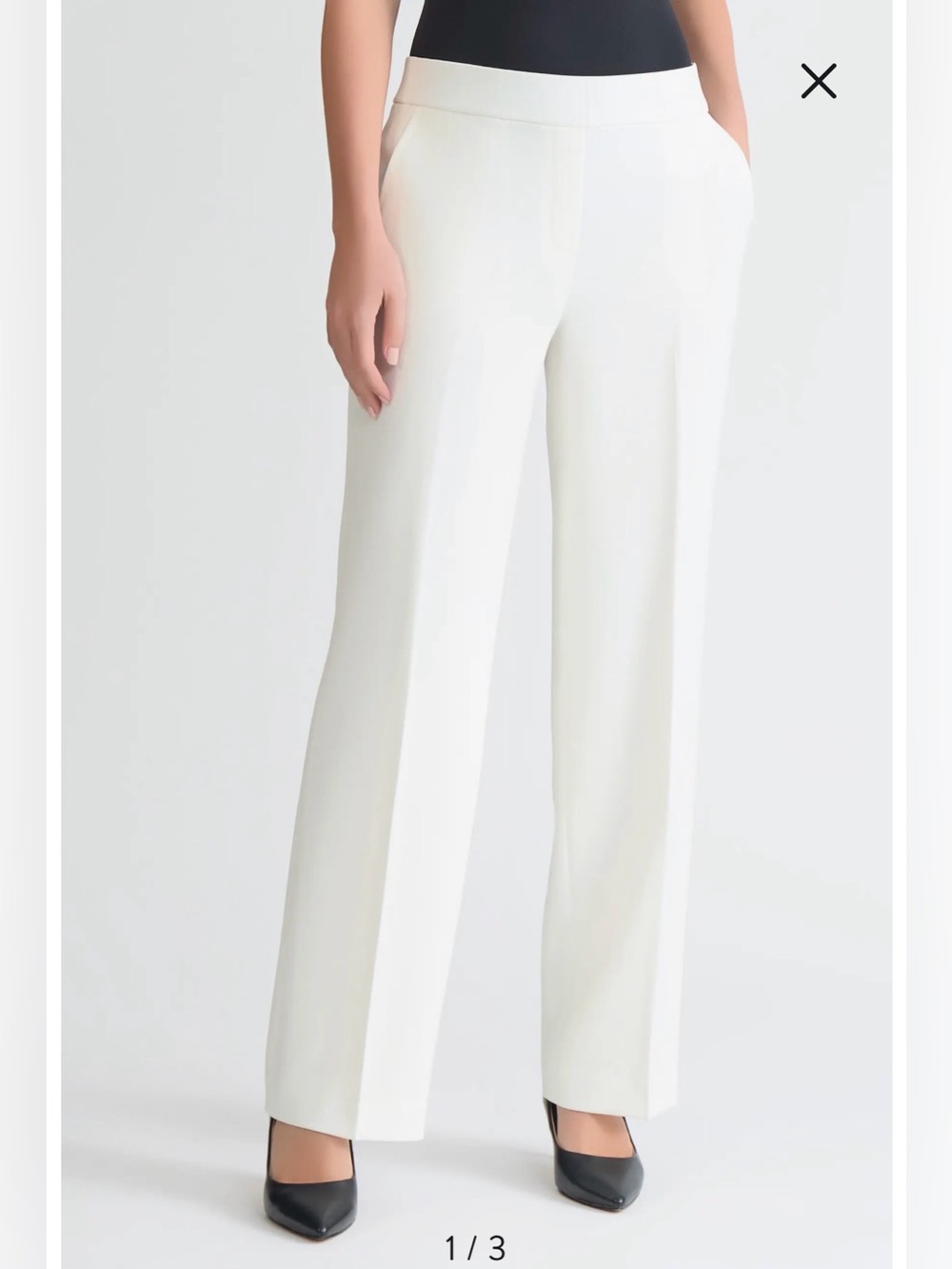 NWOT- KASPER Textured Pull-On Trouser Pants, White, size medium